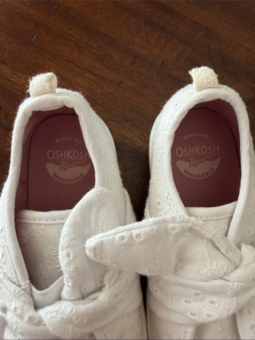 OshKosh B'gosh White Floral Eyelet Knot-Top Sneakers